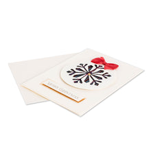 Load image into Gallery viewer, Handmade Red Ribbon Snowflake-Themed Christmas Greeting Card - Festive Tenderness | NOVICA