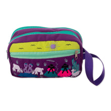 Load image into Gallery viewer, Cotton Blend Four-Compartment Cosmetic Toiletry Bag - Llama Sunrise | NOVICA