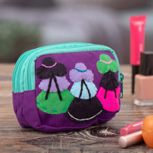 Load image into Gallery viewer, Cotton Blend Three-Compartment Cosmetic Toiletry Bag - Lovely Llamas | NOVICA