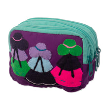 Load image into Gallery viewer, Cotton Blend Three-Compartment Cosmetic Toiletry Bag - Lovely Llamas | NOVICA
