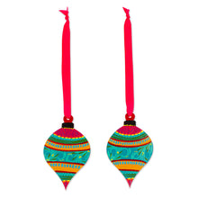 Load image into Gallery viewer, Classic Hand-Painted Spinning Top Wood Ornaments from Mexico - Spinning Celebration | NOVICA