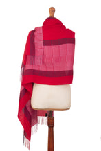 Load image into Gallery viewer, Soft 100% Baby Alpaca Shawl Handwoven in Pink and Fuchsia - Life in Rose | NOVICA