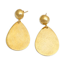 Load image into Gallery viewer, Pear-Shaped 18k Gold-Plated Brass Dangle Earrings from Bali - Golden Reflection | NOVICA