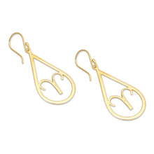 Load image into Gallery viewer, High-Polished Taurus-Themed 18k Gold-Plated Dangle Earrings - Taurus Glory | NOVICA