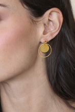 Load image into Gallery viewer, Semi-Abstract Polished and Hammered 18k Gold-Plated Earrings - Victorious Earth | NOVICA