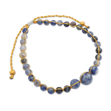 Load image into Gallery viewer, Blue Sodalite Beaded Bracelet with Golden Brass Accents - Inner Sage | NOVICA