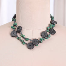 Load image into Gallery viewer, Painted Green Black-Hued Wood Beaded Long Strand Necklace - Precious Harmony | NOVICA