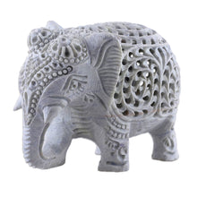 Load image into Gallery viewer, Traditional Jali-Themed Soapstone Royal Elephant Sculpture - Legacy of Elegance | NOVICA