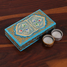 Load image into Gallery viewer, Aqua Hand Painted Folk Art Papier Mache Wood Decorative Box - Aqua Chinar Embrace | NOVICA