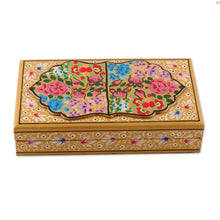 Load image into Gallery viewer, Golden-Hued Hand-Painted Papier Mache Wood Decorative Box - Gold Kashmir Treasures | NOVICA