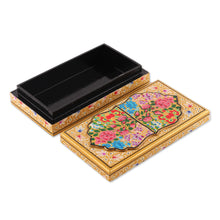 Load image into Gallery viewer, Golden-Hued Hand-Painted Papier Mache Wood Decorative Box - Gold Kashmir Treasures | NOVICA