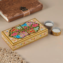 Load image into Gallery viewer, Golden-Hued Hand-Painted Papier Mache Wood Decorative Box - Gold Kashmir Treasures | NOVICA