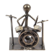 Load image into Gallery viewer, Drummer-Themed Eco-Friendly Recycled Metal Figurine - Drums Star | NOVICA