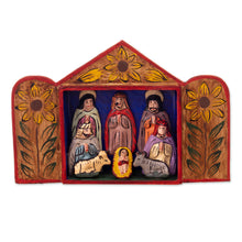 Load image into Gallery viewer, Fair Trade Artisan-Made Wood and Ceramic Nativity Retablo - Caring for Baby Jesus | NOVICA