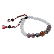Load image into Gallery viewer, Men's Multi-Gemstone Tridatu Yoga Pendant Bracelet - Tridatu Happiness | NOVICA