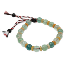 Load image into Gallery viewer, Adjustable Yoga Tridatu Fluorite Onyx Beaded Men's Bracelet - Tridatu Tranquility | NOVICA