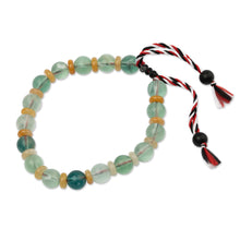 Load image into Gallery viewer, Adjustable Yoga Tridatu Fluorite Onyx Beaded Men's Bracelet - Tridatu Tranquility | NOVICA