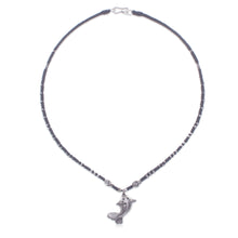 Load image into Gallery viewer, Good Fortune Fish-Themed Silver and Nylon Pendant Necklace - Lucky Fin | NOVICA