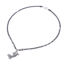 Load image into Gallery viewer, Good Fortune Fish-Themed Silver and Nylon Pendant Necklace - Lucky Fin | NOVICA