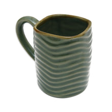 Load image into Gallery viewer, Handcrafted Banana Leaf-Themed Glazed Ceramic Mug in Green - Banana Vibes | NOVICA