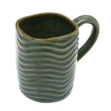 Load image into Gallery viewer, Handcrafted Banana Leaf-Themed Glazed Ceramic Mug in Green - Banana Vibes | NOVICA