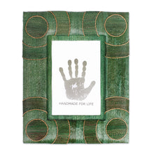 Load image into Gallery viewer, 4x6 Natural Fiber Photo Frame in Green from Indonesia - Circle of Memories in Green | NOVICA