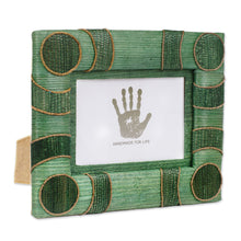 Load image into Gallery viewer, 3x5 Natural Fiber Photo Frame in Green from Indonesia - Circle of Memories in Green | NOVICA