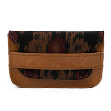 Load image into Gallery viewer, Men's Ikat Wallet in Brown Red and Black with Leather Accent - Brown Woven | NOVICA