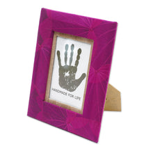 Load image into Gallery viewer, 3x5 Natural Fiber Photo Frame in Pink from Indonesia - Autumn Spirit in Pink | NOVICA