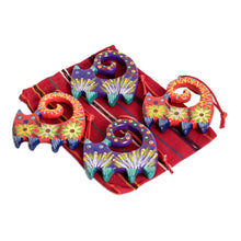 Load image into Gallery viewer, 4 Hand-Painted Cat-Shaped Ceramic Ornaments from Guatemala - Celebration Cats | NOVICA