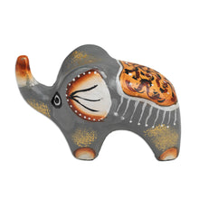 Load image into Gallery viewer, Hand-Painted Suar Wood Elephant Figurine Crafted in Bali - Cute Giant | NOVICA