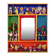 Load image into Gallery viewer, Nativity and Garden of Eden-Themed Wood Ceramic Wall Mirror - Garden of Eden | NOVICA