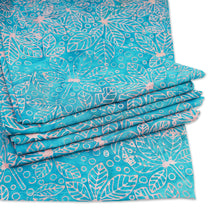 Load image into Gallery viewer, Nature-Inspired Leafy 6-Piece Turquoise Batik Napkin Set - Turquoise Banquet | NOVICA