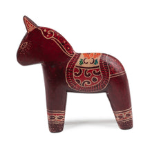 Load image into Gallery viewer, Folk Art-Themed Batik Crimson-Red Pule Wood Horse Sculpture - Crimson Dala Horse | NOVICA