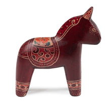 Load image into Gallery viewer, Folk Art-Themed Batik Crimson-Red Pule Wood Horse Sculpture - Crimson Dala Horse | NOVICA