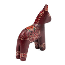 Load image into Gallery viewer, Folk Art-Themed Batik Crimson-Red Pule Wood Horse Sculpture - Crimson Dala Horse | NOVICA