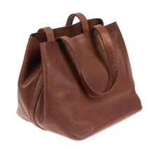 Load image into Gallery viewer, Redwood Brown 100% Leather Handbag Handcrafted in Mexico - Redwood Dame | NOVICA