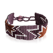 Load image into Gallery viewer, Handmade Star-Themed Purple Glass Beaded Wristband Bracelet - Deluxe Blast | NOVICA