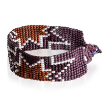 Load image into Gallery viewer, Handmade Star-Themed Purple Glass Beaded Wristband Bracelet - Deluxe Blast | NOVICA