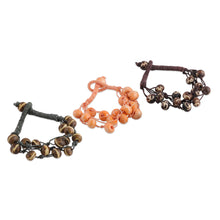 Load image into Gallery viewer, Indian-Made 3-Piece Brown and Orange Beaded Bracelet Set - Boho Earth | NOVICA