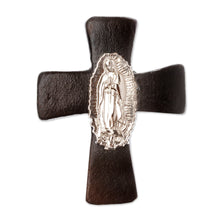 Load image into Gallery viewer, Our Lady of Guadalupe Barro Negro Ceramic Aluminum Magnet - Guadalupe Cross | NOVICA