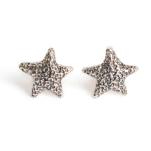 Load image into Gallery viewer, Starfish-Inspired Textured Sterling Silver Stud Earrings - Ocean Stardom | NOVICA
