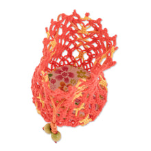 Load image into Gallery viewer, Multi-Purpose Macrame Cotton Pouch in Orange and Yellow - Tropical Citrus | NOVICA
