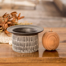 Load image into Gallery viewer, Artisan-Made Textured Ceramic Vase Hand-Painted in Guatemala - Festival of Flowers in Black | NOVICA