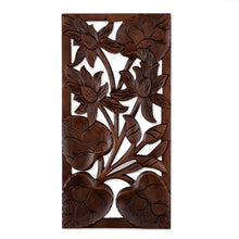Load image into Gallery viewer, Nature-Themed Mango Wood Relief Panel Hand-Carved in India - Immortal Blossoms | NOVICA