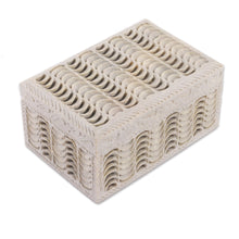 Load image into Gallery viewer, Jali Openwork Rectangular Natural Soapstone Decorative Box - Jali Waves | NOVICA