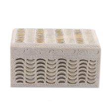 Load image into Gallery viewer, Jali Openwork Rectangular Natural Soapstone Decorative Box - Jali Waves | NOVICA