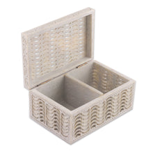 Load image into Gallery viewer, Jali Openwork Rectangular Natural Soapstone Decorative Box - Jali Waves | NOVICA