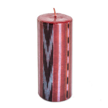 Load image into Gallery viewer, Folk Art-Inspired Red Paraffin Pillar Candle from Guatemala - Tacaná Flame | NOVICA