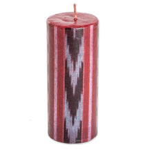 Load image into Gallery viewer, Folk Art-Inspired Red Paraffin Pillar Candle from Guatemala - Tacaná Flame | NOVICA